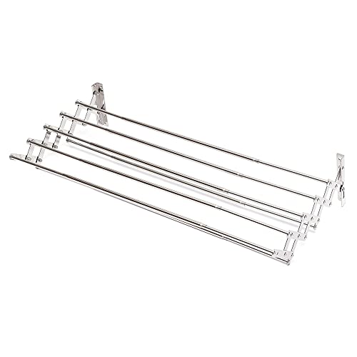 Porte-serviettes extensible 42-80 cm, en acier inoxydable, avec 5 barres, étagère murale, porte-serviettes de bain, convient pour la salle de bain et la cuisine