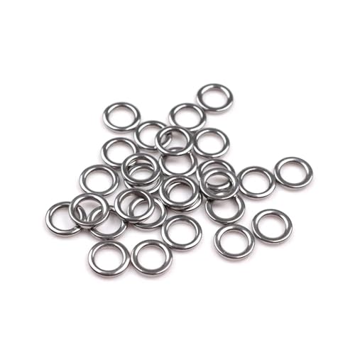 Anillos sólidos de pesca 100 piezas acero inoxidable miniatura 7