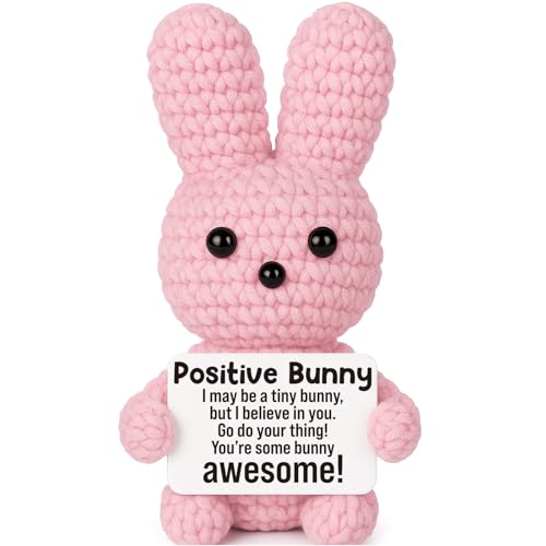 AVBODA Mini Graduation Gifts for Women Son Daughter Inspirational Support Birthday Gift for Women Friends Daughter Handmade Positive Crochet Animals Bunny Teacher Appreciation Gifts Desk Decor
