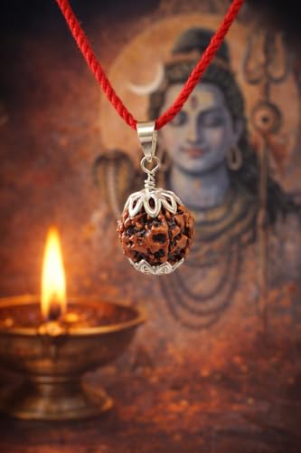 Image of Certified 5 Mukhi Rudraksha Pendant | Original Panchmukhi Bead with Certificate | Natural Nepali Rudraksha for Men & Women | Spiritual Locket With Black Thread