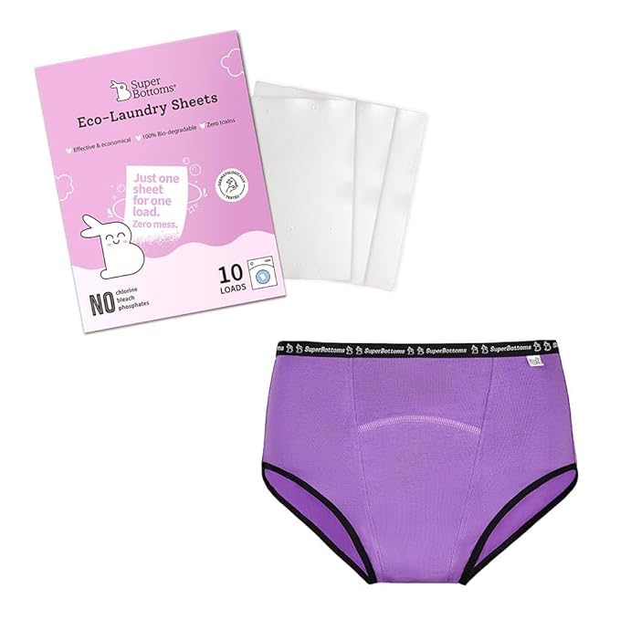 superbottoms Maxabsorb Period Underwear|Full 8Hr Guaranteed|Lilac|Size - Xxl+ Eco-Laundry Sheets Pack Of 2 (45 Sheets Each Pack) |For Powerful Cleaning|Machine & Hand Wash (Women) (B0CVQDQF3M) Amazon Price History, Amazon Price Tracker