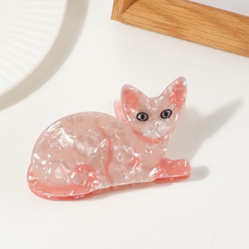 Pinza para cabello con diseño de gato rosa nude miniatura 5