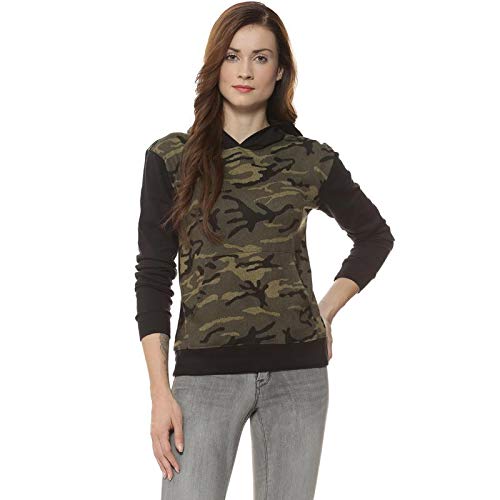 Image of Campus Sutra Men Cotton Hooded Camouflage Design Sweatshirt