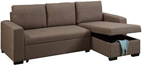 Benjara Wooden Sectional Sofa, Brown