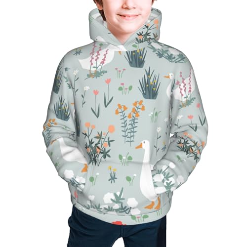 Goose and Doodle Flowers Kid Hoodies Boys Sweatshirts Girls Pullover with Pocket3