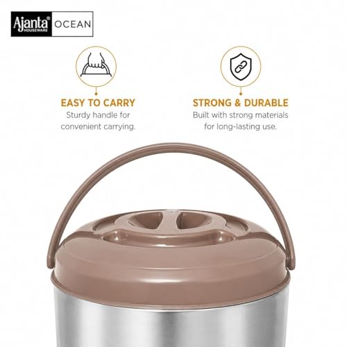 Image of Ajanta Ocean8 Stainless Steel Water Cooler, Water Dispenser Hot & Cold, Thermosteel, PU Insulated, Portable, Travel Friendly, Water Jug for Offices, Shops, Picnics (Ivory Brown, 5 litres)