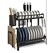HYY-YY Drenaje ESCURREPLATOS fácil de Montar y Limpiar el Acero Inoxidable Plato de la Cocina Rack Negro a Prueba de Herrumbre Ideal Plato Bastidores del Plato (Color: Negro, Tamaño: 23.5x39x39cm)