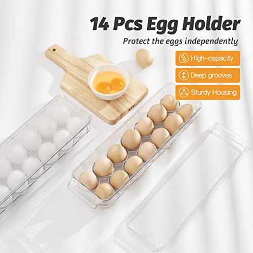 Cutesun IE-TBXG-2ION Egg Holder For Fridge With Lid, Egg Container For Refrigerator Plastic Organizer Bins,Clear 14 Eggs Trays thumb #2
