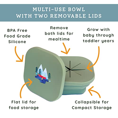 Austin Baby Co Silicone Collapsible Snack Bowl – Reusable Snack Container With Two Specialized Lids – Bpa Free, Dishwasher Safe And Leakproof For Toddlers & Babies #TOP1