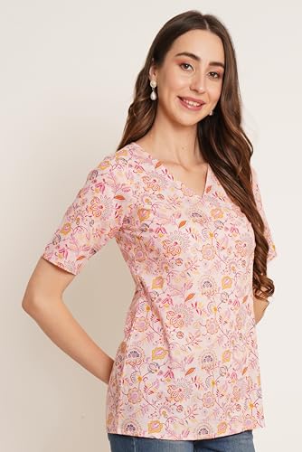 Image of COTLAND Fashions Jaipuri Cotton Angrakha Style Top for Women (Partial Open)