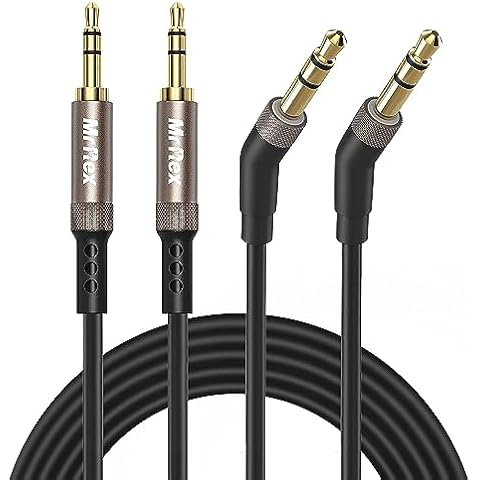 Mr Rex [2-Pack 6.5FT/2M 2.5mm to 3.5mm Aux Audio Cable Headphone Replacement Cord with 135 Degree Angle Connector Cover