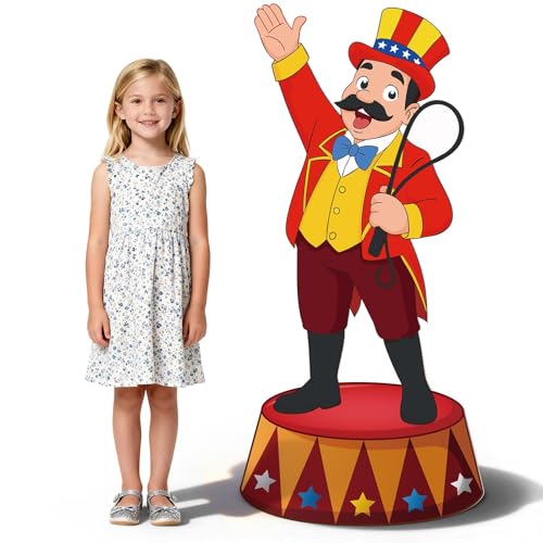 APUDWN 3.93 Ft Carnival Leader Cardboard Cutout Stand Up Circus Theme Party Decorations Life Size Large Carnival Clown Themed Birthday Party Decoration Backdrop for Photo Props Party Supplies