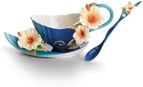 Franz Porcelain Island Hibiscus Cup Saucer And Spoon Set