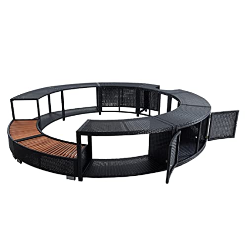 ESTEXO Poolumrandung Poolverkleidung Whirlpool Umrandung Polyrattan Verkleidung Einfassung Rund 200 cm (Schwarz) – Bild 2