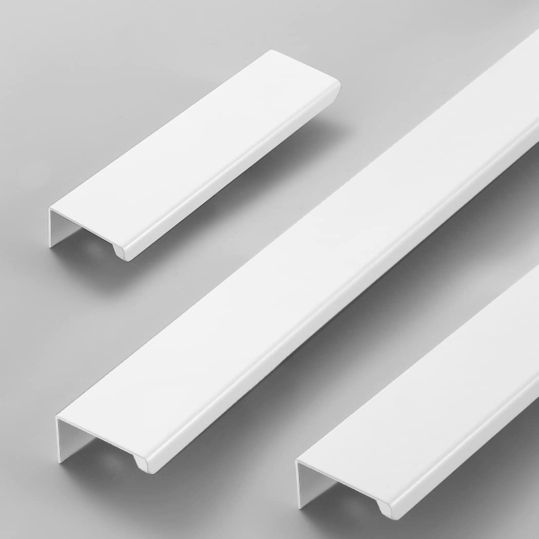 Uchwyty do szafek, Niewidoczne uchwyty meblowe Space Aluminium Garderoba Kuchnia Ukryte uchwyty Uchwyty do szuflad szafek Białe 2 sztuki(Hole distance 224mm)