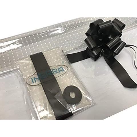 INERRA Gift/Hamper Wrapping Kit - 3 Metres White Dot Film Wrap (folded), 14 Loop Bow 7" & 25 Metres of Curling Ribbon (Black) Cover