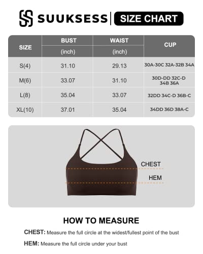 Suuksess Women 2 Piece Open Back Sports Bra Pack Strappy Workout Gym Yoga Crops (White & Black, M) #TOP5