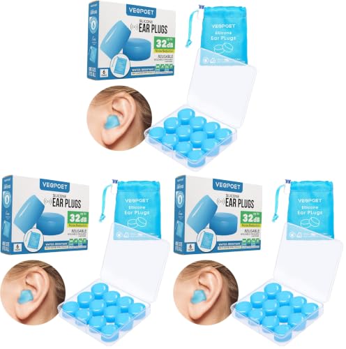 Image of Ear Plugs for Sleeping - Vegpoet Reusable Moldable Silicone Earplugs Noise Cancelling Reduction for Concerts, Swimming, Shooting, Snoring, Airplane, Musicians, Motorcycle, 36 Pack