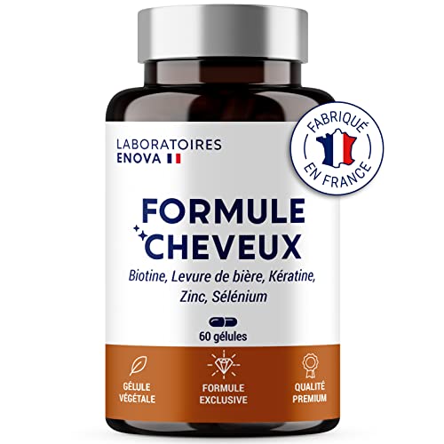 FORMULE CHEVEUX | Levure de Biere, Kératine, Biotine, Sélénium, Zinc | Résistance Pousse Brillance | Complement Alimentaire Cheveux 30 jour | Fabriqué en France
