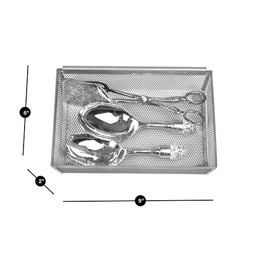 Smart Design Drawer Organizer - (9 x 6 Inch) - Steel Metal Mesh Tray - w/ Interlocking Arm Connection - Utensils, Silverware, Organization - Kitchen [Silver]