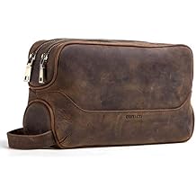 Hiram Mens Clutch Bag with Hand-held Belt,Genuine Leather Mens Wallet Crazy Horse Cow Leather Purse for Mencoffee
