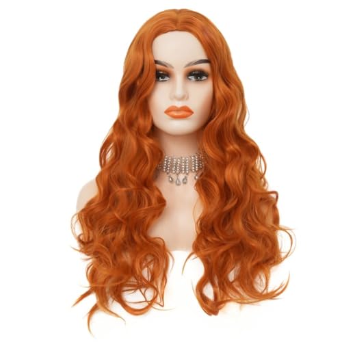 Perruque rousse synthétique résistante à la chaleur avec de longues boucles - 3