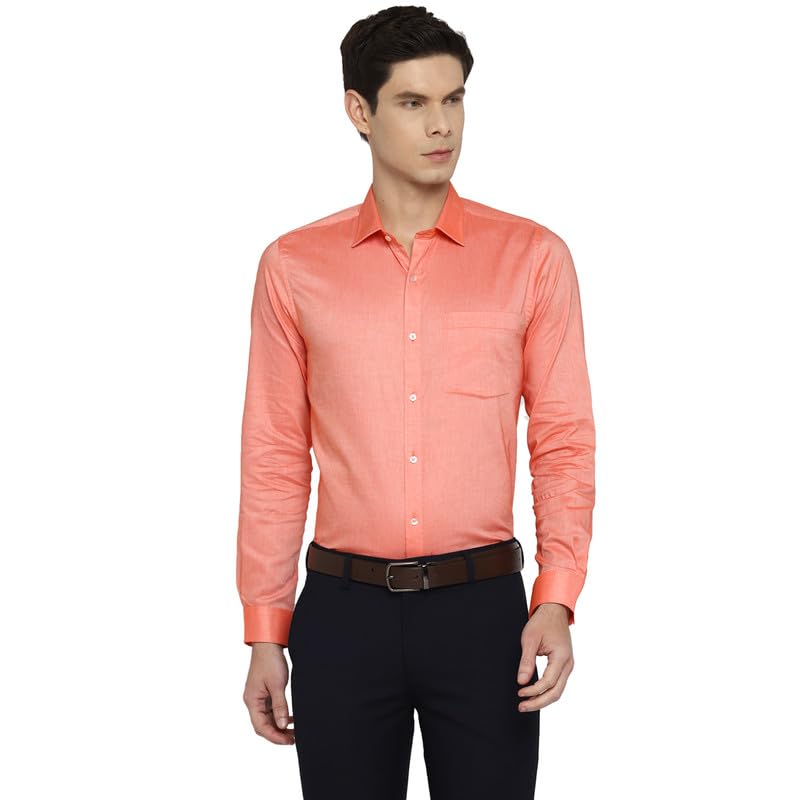 Image of Turtle Men 100% Cotton Slim Fit Lemon Solid Formal Shirt