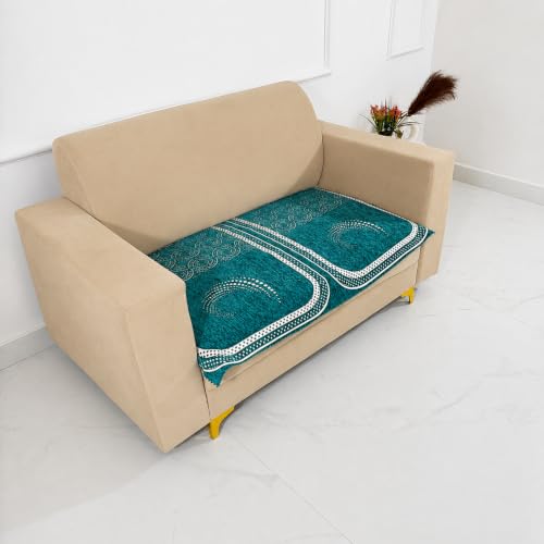 Image of Homerz Premium Chenille Fabric Sofa Cover | Soft, Durable & Dustproof | Decorative Couch Cover (Ghoomar Teal, 2 Seater, Only Seat Cover)