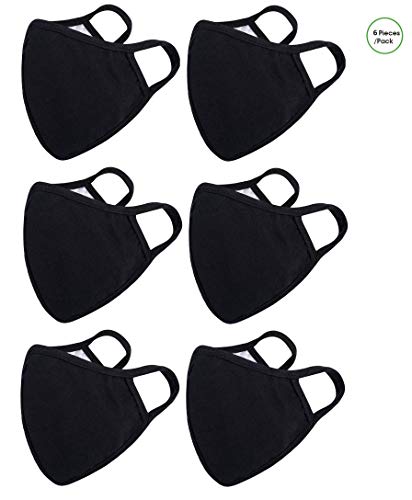 6 Pack Black Adult Unisex Reusable And Washable Cotton Face protect - Face
