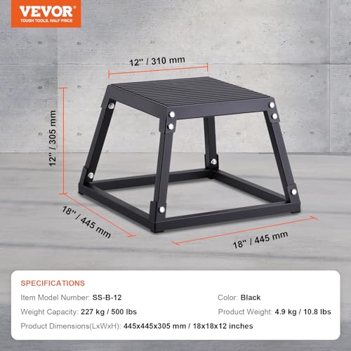 VEVOR Caixa de salto pliométrica, caixa Plyo de 30,5 cm, plataforma pliométrica de aço e caixa de ag
