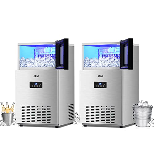 Upgraded Commercial Ice Maker Machine 130LBS/24H with 35LBS Storage Bin,Commercial Ice Maker Machine 160LBS/24H,Under Counter/Freestanding Stainless Steel Large Ice Machine
