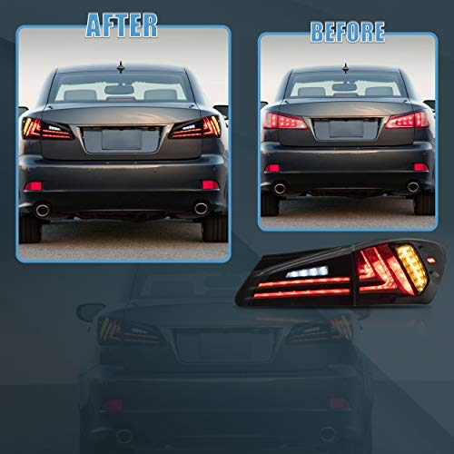 Vland Led Tail Lights Assembly Fit For 2006-2012 Lexus Is250, Is350, Is220D, 2008-2015 Isf 4-Door, Plug-And-Play, Smoked #TOP3