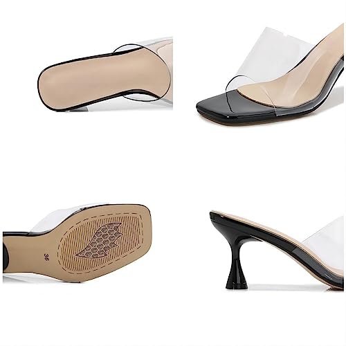 Women's High Heel Open Toe Slip On Sandals Prom Casual Dress Mules 2.7 Inch High Heels2