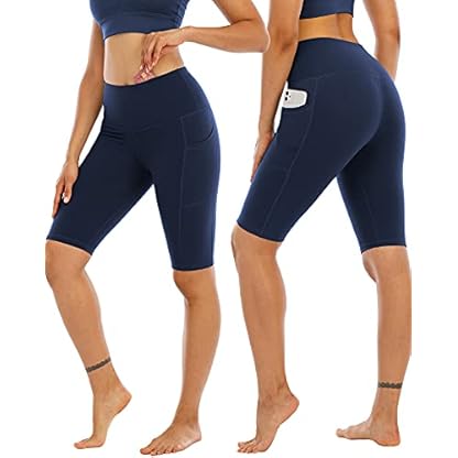WHOUARE 4 Pack Biker Yoga Shorts with Pockets for Women,High Waisted Athletic Running Workout Gym Shorts Tummy Control - Image 3