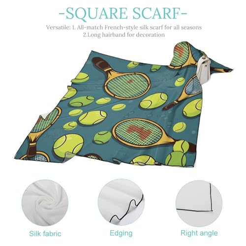 Silk Scarves, Funny Racquet And Tennis Ball Printed Silk Scarves,soft Silk Scarves,versatile Silk Scarves,thin And Easy to Carry Silk Scarves4
