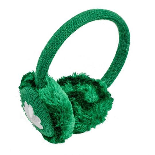 St. Patrick's Day Knit Ear Muffs with Faux Fur Trim, Green