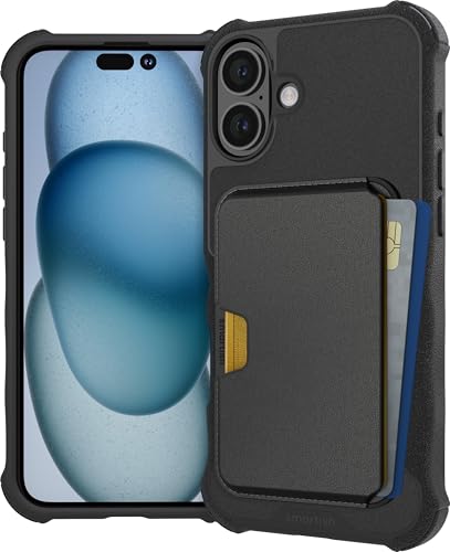 Image of Smartish iPhone 16 Plus Magnetic Case with MagSafe Wallet - Gripzilla - Magsafe Compatible Armor Grip Cover + Detachable Magnetic Credit Card Holder - Black Tie Affair