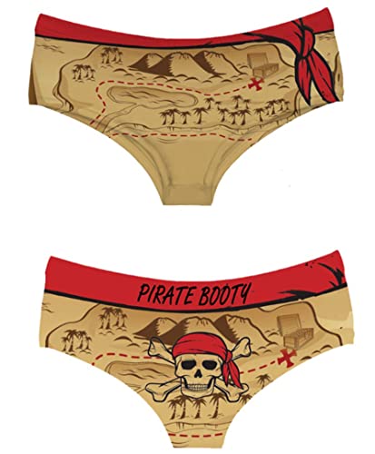 Southern Sisters Pirate Booty Sexy Funny Boy Underwear for Women Large Beige