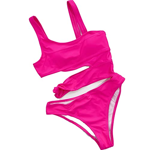 Maillot de bain une pièce femme Faringoto rose rouge S bikini creux uni