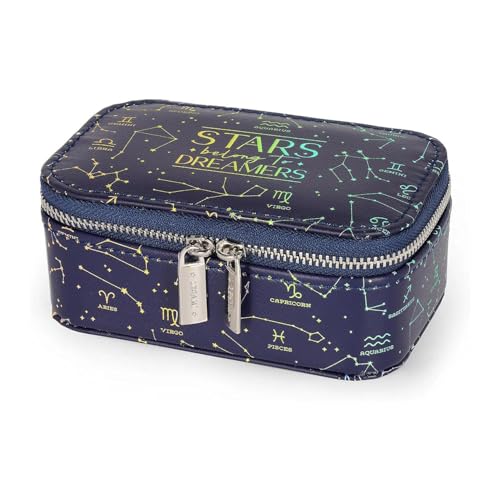 Legami - Portagioie Bling Queen, Tema Stars, Formato Mini, Chiusura a Zip, 3 scomparti, Interno foderato in morbido Velluto, 13 x 5.5 x 9 cm