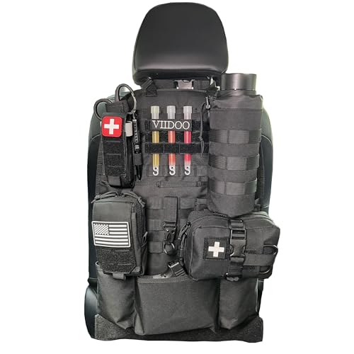 Molle Seat Back Organizer - Tactical Car Seatback Cover with Pouches and Molle Vehicle Panel