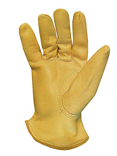 Galeton 25101PR-L 25101PR Rough Rider Premium Leather, Strap & Buckle Driver Gloves, Large, Gold