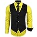 Produktbild Baxboy Herren Hemd mit Weste Krawatte Anzugs Sakko Business Hochzeit Freizeit Hemden Set wählbar RN-44-HWK, Farbe:Gelb, Größe:M