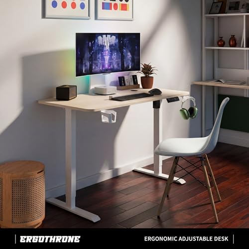 Image of Height Adjustable Engineered Wood Table | One Piece Top | 5 Year Warranty | Advance Memory Preset | Installation Provided (White Oak, 140 * 60 cm)