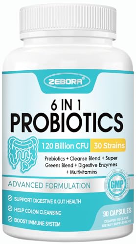 ZEBORA Probiotics for Women-Men Digestive Health with 120 Billion CFUs, Mens-Womens Probiotic for...