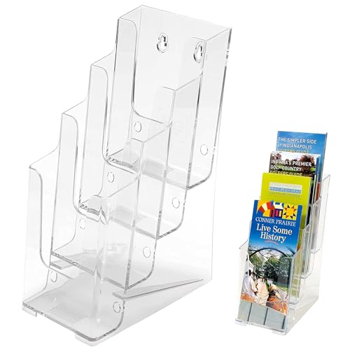 Deflect-o 77701 - Soporte de pared o mesa para folletos (4 niveles, 1/3 de A4), transparente