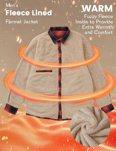 Image of MAGCOMSEN Men's Flannel Shirt Jacket Button Sherpa Lined Cotton Plaid Shirt