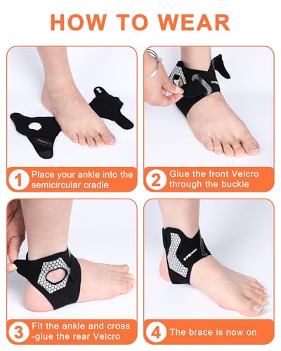 FitDA Sprunggelenkbandage, Ultradünn 1mm Knöchelbandage für Sport und Alltag, Atmungsaktive Leichte Fußbandage, Einstellbares Fußgelenkstütze für Damen und Herren (Rechts, M)