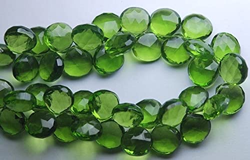 Quartz vert perroquet en briolette cœur facetté 11-12mm LKBEADS fil de pierre fine