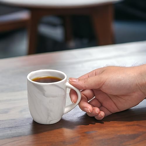 Pacifica Set Of 4 Marble Ceramic Espresso Cups - 4 Oz Modern, Gray Demitasse Cups, Dishwasher & Microwave Safe, Chip-Resistant #TOP1